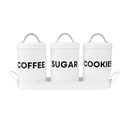 Ver imagem 1 de Kit 3 Potes Lata de Mantimentos + Bandeja Industrial Branco - Linha Dom