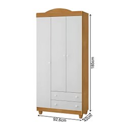 Guarda Roupa e Cômoda Lara Compacto Alta Qualidade Moderno:nature Branco - 3