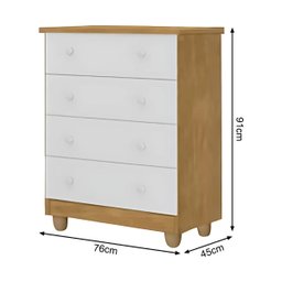 Guarda Roupa e Cômoda Lara Compacto Alta Qualidade Moderno:nature Branco - 2