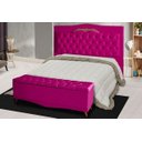 Ver imagem 2 de Kit Cabeceira de Cama Box e Calçadeira Baú Madri Casal 140 Cm Suede Rosa Pink Eli Móveis e Decoração