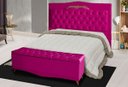 Ver imagem 2 de Kit Cabeceira de Cama Box e Calçadeira Baú Madri Casal 140 Cm Suede Rosa Pink Eli Móveis e Decoração