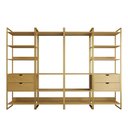 Ver imagem 3 de Guarda Roupa Aberto Industrial Casal Modulado Completo Canela Cabideiro com Gavetas Base Dourada