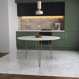 Mesa de Jantar Redonda 110cm Branca Clips 3 Pés Base Dourado - 1