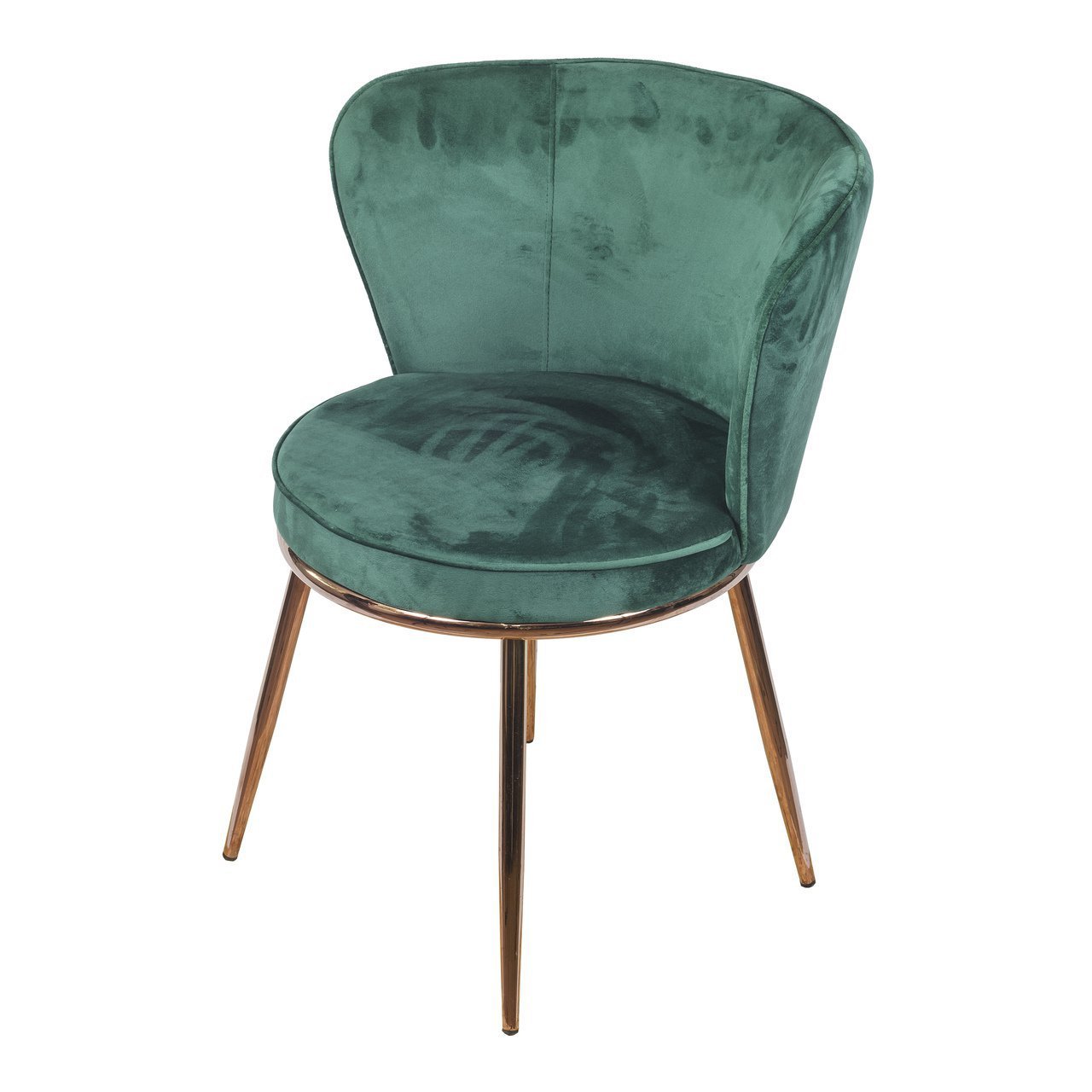 Cadeira Nanda 4406 Espuma Revestida em Veludo e Base em Aço Pintado Cobre:Verde Escuro