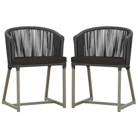 2 Cadeiras de Jantar Área Noronha em Alumínio com Pintura Fendi Corda Náutica E9 Trama Original