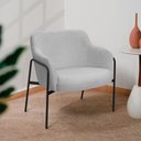 Ver imagem 2 de Kit 02 Poltronas Decorativas Jade Base Aço Preto Bouclé Cinza Claro - Nexta Casa