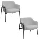 Ver imagem 1 de Kit 02 Poltronas Decorativas Jade Base Aço Preto Bouclé Cinza Claro - Nexta Casa