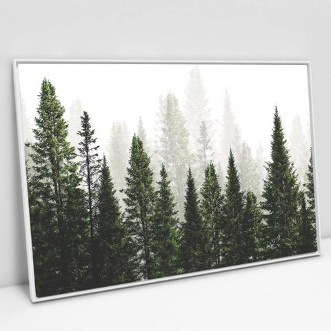 Quadro Decorativo em Canvas Árvores - Moldura Branca - 90 x 60cm
