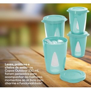 Kit Copo Outdoor com 4 Peças 330ml Cada Verde Aruba Tupperware