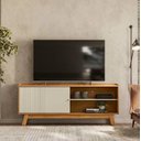 Ver imagem 7 de Rack 1,60m Linea Aurum Nature / Off White Tv até 65´´ Linea Brasil
