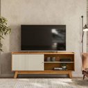 Ver imagem 7 de Rack 1,60m Linea Aurum Nature / Off White Tv até 65´´ Linea Brasil