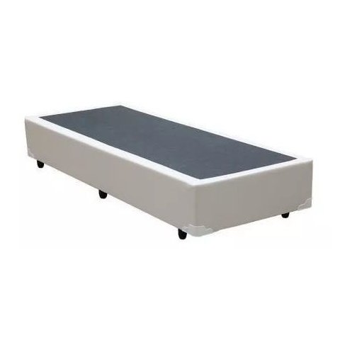 Base Cama Box Solteiro Couro Sintético Bege 40x88x188