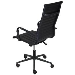 Cadeira Giratória Alta Office Esteirinha em Pu Preto Aço Preto Base Rodízio - 3