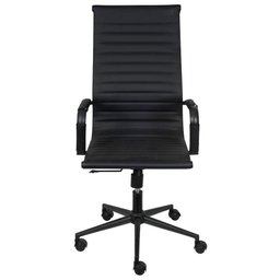 Cadeira Giratória Alta Office Esteirinha em Pu Preto Aço Preto Base Rodízio - 2