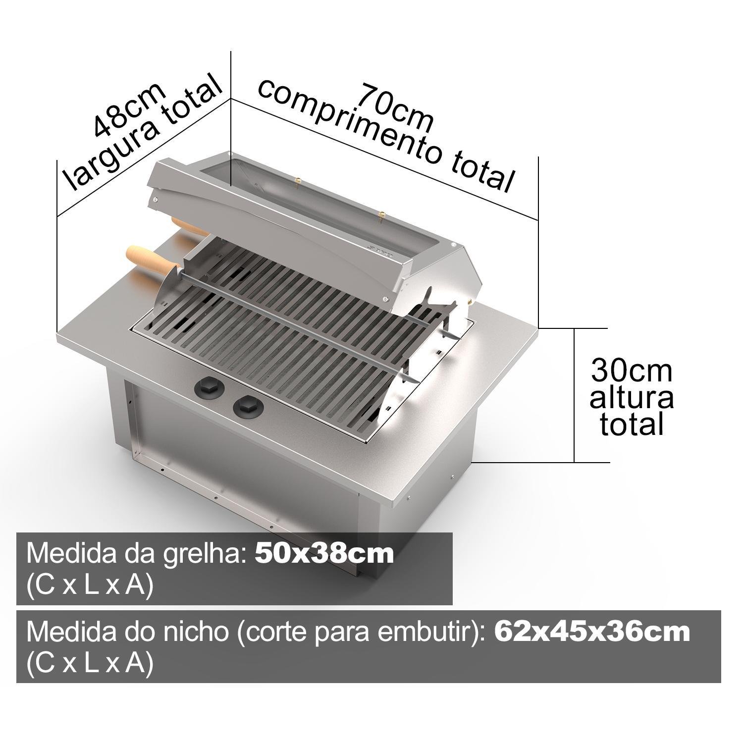 Che11 Assador Cooktop Eletrico de Embutir 70x48x30cm 127v - 7