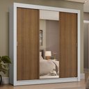 Ver imagem 1 de Guarda-roupa Casal 3 Portas de Correr com Espelho 4 Gavetas Branco/rustic Sublime Plus Madesa