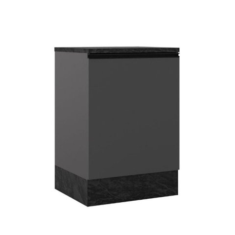 Balcão de Cozinha 58 cm Rubi 1 Porta com Rodapé Grafite - Pnr Móveis