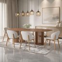 Ver imagem 4 de Mesa de Jantar 6 Lugares Oval Base Orgânica Ripada 184cm Speranza B05 Amêndoa Cinamomo - Lyam