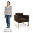 Ver imagem 7 de Sofá Namoradeira e 1 Poltrona Base Industrial Dourado Ana Suede Marrom - Ibiza