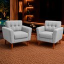 Ver imagem 1 de Kit 2 Poltronas Sala de Estar Bia Pés Palito Linho Cinza M3 - Monari Design