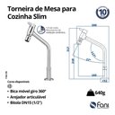 Ver imagem 6 de Torneira de Mesa Cozinha Bica Móvel com Arejador Articulável Slim 1.1/2" Cromado (1166 C-95)