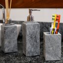 Ver imagem 2 de Kit Banheiro Bancada Lavabo Luxo em Pedra Sabão N01 Prata