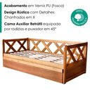 Ver imagem 4 de Cama Solteiro com Cama Auxiliar Bicama X Madeira Maciça Marrom Mogno Mell Milani Movelaria
