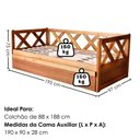 Ver imagem 5 de Cama Solteiro com Cama Auxiliar Bicama X Madeira Maciça Marrom Mogno Mell Milani Movelaria