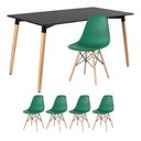Ver imagem 1 de Kit - Mesa Retangular Eames 80 X 140 Cm + 4 Cadeiras Dsw Mesa Preto com Cadeiras Verde Escuro
