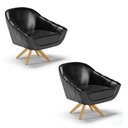 Ver imagem 1 de Kit 2 Poltronas Giratória Giovana Corano Preto Base Madeira Mm30 - D'Rossi