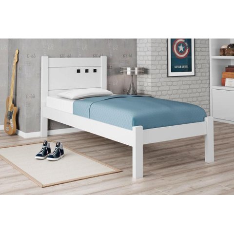 Cama Solteiro Paola Ii Branco com Colchão