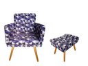 Ver imagem 1 de Kit Poltrona Decorativa Bia + Puff Retangular Suede Triângulo Roxo Pés Madeira Ms Decor