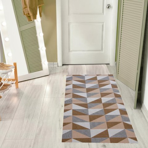 Tapete Passadeira Antiderrapante 1,35M x 50CM Ladrilhos Cru P/ Quarto Sala ou Cozinha