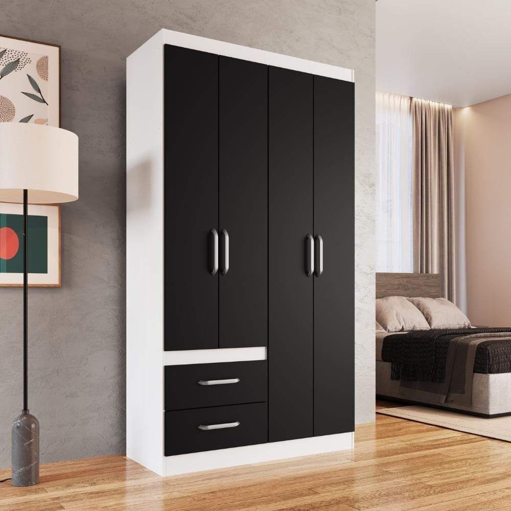 Guarda Roupa Solteiro 4 Portas 2 Gavetas Rp3420 Decibal Branco Preto ...