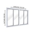 Ver imagem 2 de Janela de Alumínio de Correr 2 Folhas Móveis e 2 Folhas Fixas 100x150cm Lucasa Ideale Branco