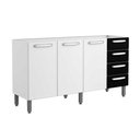 Ver imagem 1 de Balcão de Cozinha Modulado Evidence 7028 3 Portas 4 Gavetas s/ Tampo Branco/Preto - Bertolini