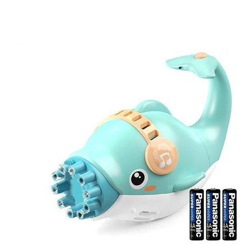 Kit Sabão Mágica Golfinho Bolhudo: Brincadeiras Sensoriais Infantis Azul + 3 Pilhas Aa