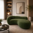 Ver imagem 1 de Sofá Zah 240 cm 4 Lugares Luxo Orgânico Curvo Bouclé Premium:Bouclé Linho Verde