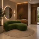 Ver imagem 3 de Sofá Zah 240 cm 4 Lugares Luxo Orgânico Curvo Bouclé Premium:Bouclé Linho Verde