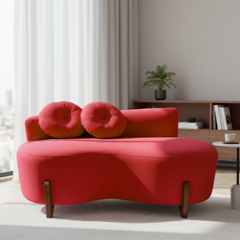 Namoradeira Sofá Feijão Lounge 120cm Orgânica Veludo Vermelho