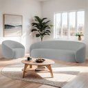 Ver imagem 2 de Kit Sofá 3 Lugares 180cm e Poltrona Orgânica Luxo Recepção Amore Bouclé Cinza - Amarena Móveis
