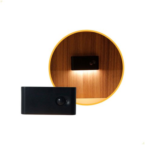 Balizador Noturno C/ Sensor de Movimento Led 2w Recarregável Preto