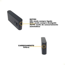 Balizador Noturno C/ Sensor de Movimento Led 2w Recarregável Preto - 4