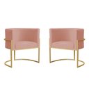 Ver imagem 1 de Kit 2 Poltronas Decorativa Sala de Estar Luana Base Gold Veludo Rosa - Montanaris Decor Md Montanari