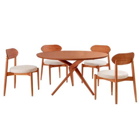 Conjunto Sala de Jantar Ballare 135cm com 4 Cadeiras Moderna Bouclê 01 Cinamomo Imbuia