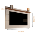 Ver imagem 3 de Painel para TV 65" Simples Sala Quarto com 1 PrateleiraVivare 1,60 Anto:OffWhite/Freijó