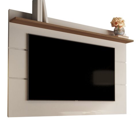 Painel para TV 65" Simples Sala Quarto com 1 PrateleiraVivare 1,60 Anto:OffWhite/Freijó