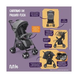 Carrinho de Passeio para Bebê Flick até 15kg Preto Multikids - 9