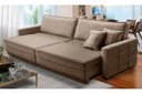 Ver imagem 1 de Sofá Cama Retrátil e Reclinável 2,30m com Molas Karen Veludo Cappuccino Adonai Estofados