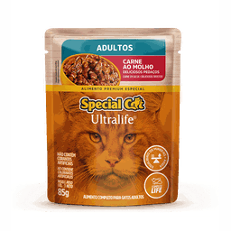 Ração Úmida Special Cat Sachê Carne para Gatos Adultos 85gr Caixa c/ 12 Un. Sache - 1